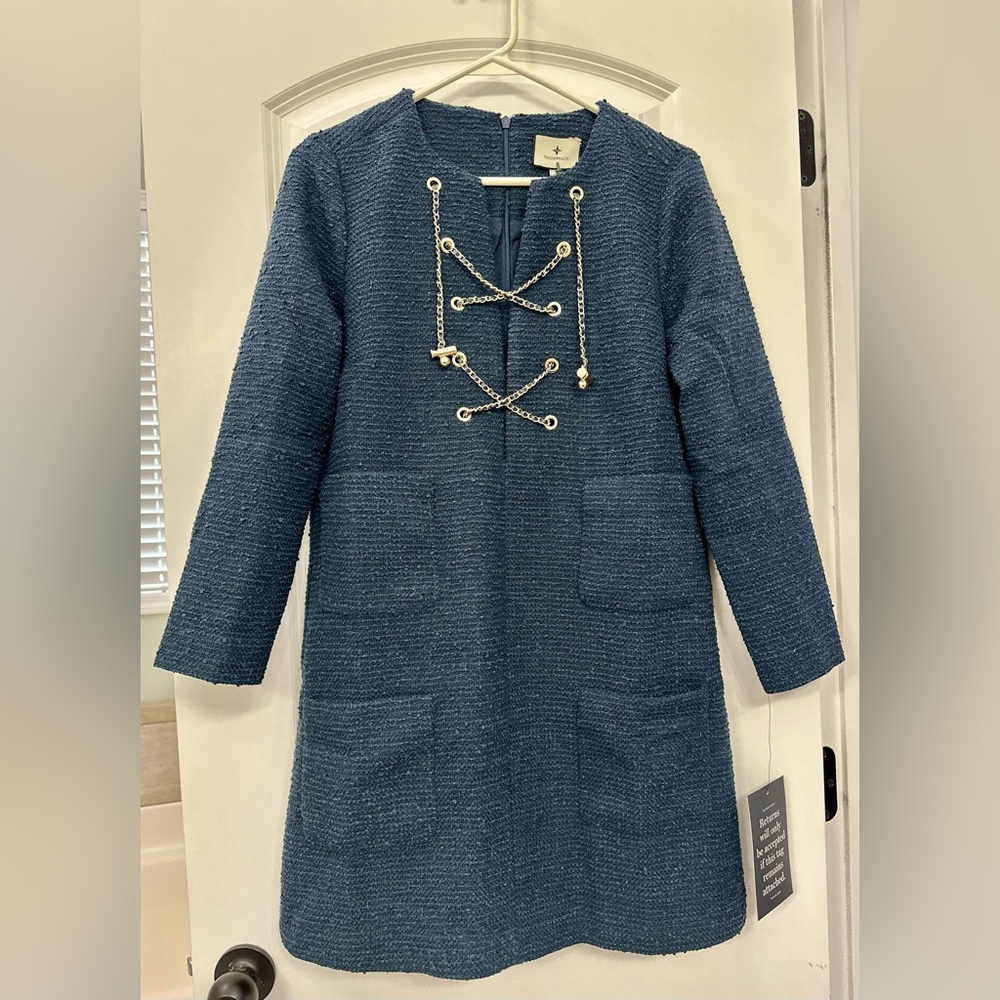 NWT Tuckernuck Navy Tie Tweed Kelly Dress - Size Small